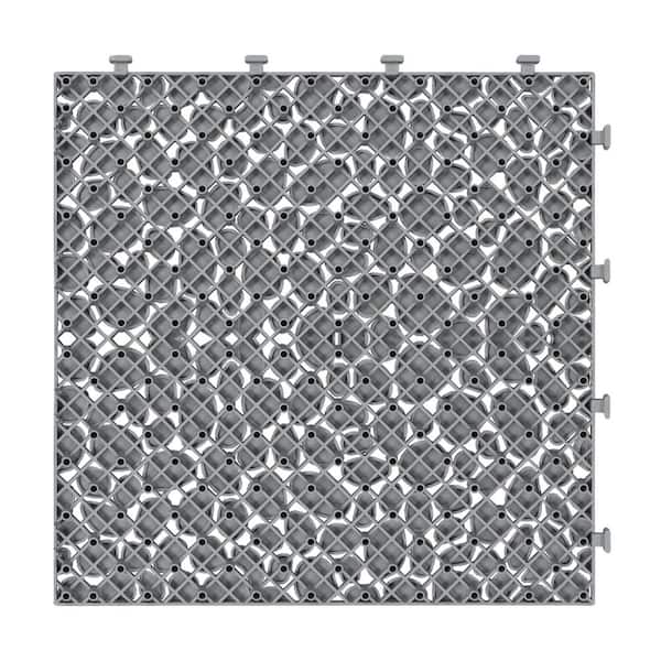 Waterproof Outdoor All Weather Anti-slip 1 ft. x 1 ft. Plastic Deck Tile in Black (Pack of 24)