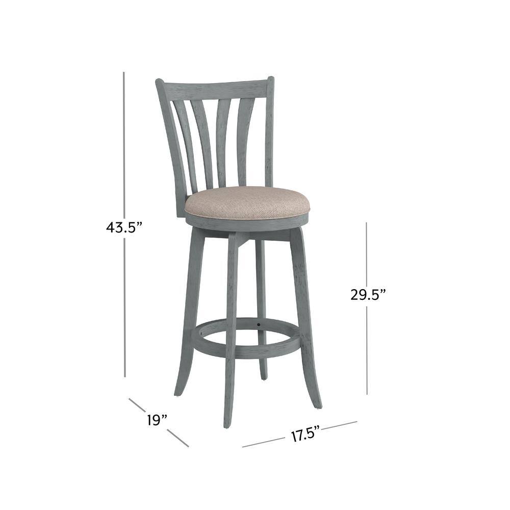 Savana 30" Blue Wirebrush Cream Swivel Wood Barstool