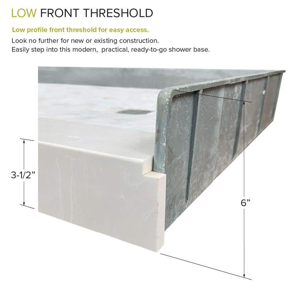 60-Inch Off-White Hexagon Pre-Tiled Shower Base with Left Drain