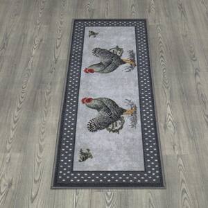 Rooster Collection Non-Slip Rubberback Rooster Design 2x5 Kitchen Runner Rug, 1 ft. 8 in. x 4 ft. 11 in., Gray