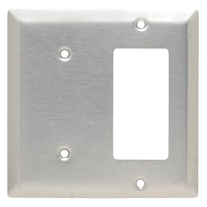 Pass & Seymour 302/304 S/S 2 Gang 1 Decorator/Rocker 1 Strap Mount Blank Wall Plate, Stainless Steel (1-Pack)