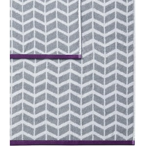 Nadia 6-Piece Purple Jacquard Cotton Bath Towel Set