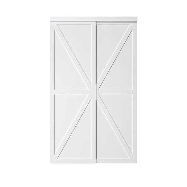 ARK DESIGN 48 in. x 80 in. White MDF Double K Shape Sliding Door