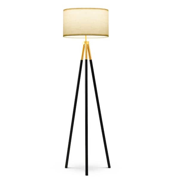 Led Tripod Floor Lamp, Gold Tripod Floor Lamp With Black Shade