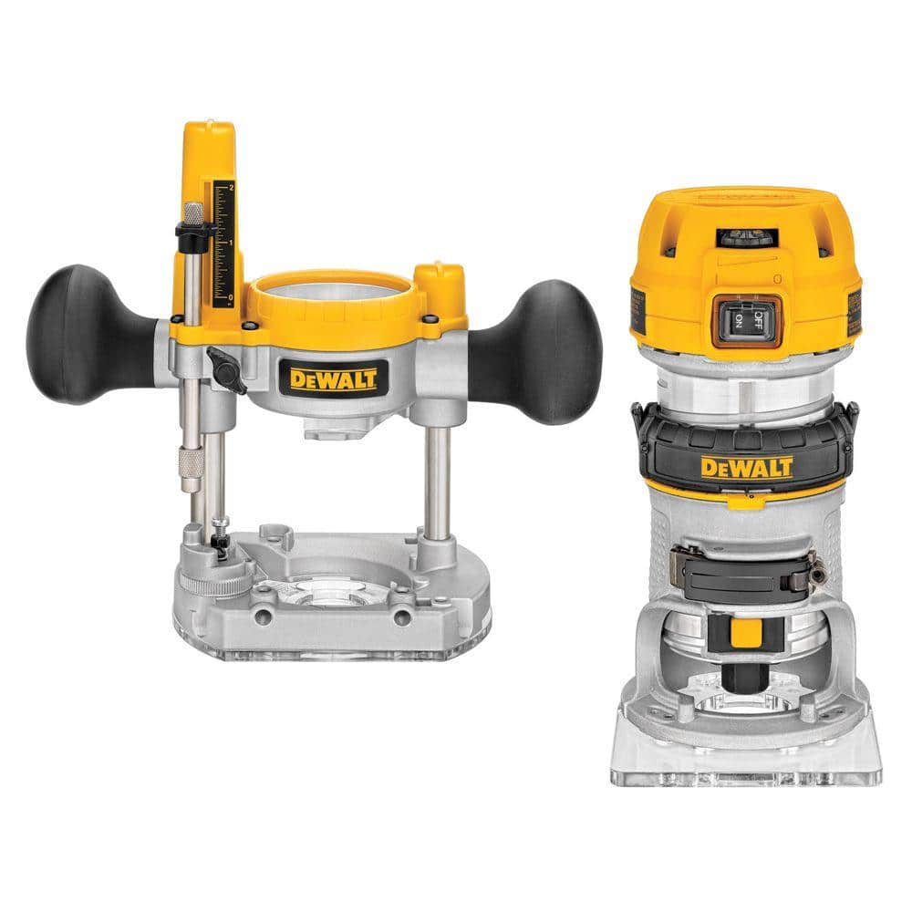DEWALT 7 Amp Corded 1-1/4 Horsepower Router with Plunge Base and Bag DWP611PK - The Home