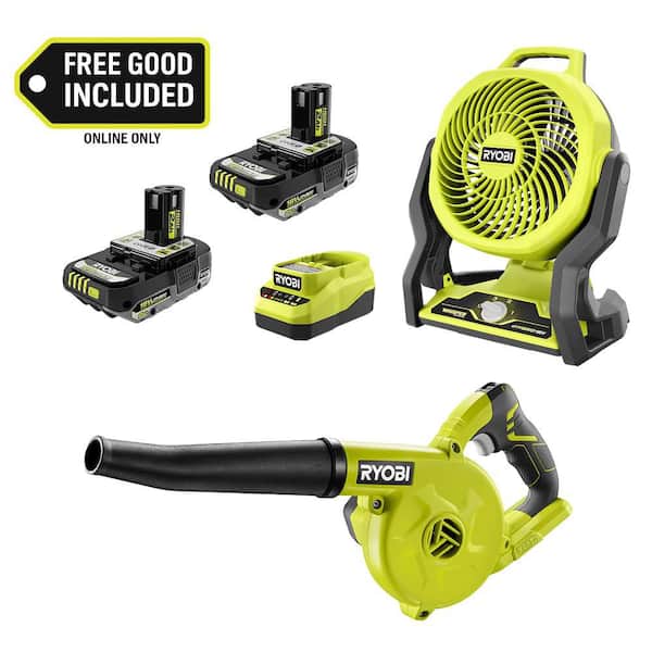 ONE+ 18V Cordless Hybrid 7.5 in. Fan Kit w/ (2) 2Ah Batteries, Charger, w/ FREE ONE+ 18V Cordless Compact Blower