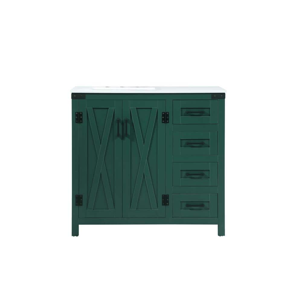 Timeless Home 19 in. W x 36 in. D x 34 in. H Bath Vanity in Green with Ivor