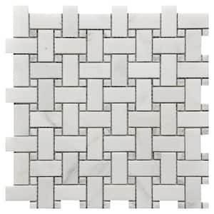 Rockart Basket Weave Marble Polished 12 in. x 12 in. Natural Stone Mosaic Tile (10.7639 sq. ft./Case)