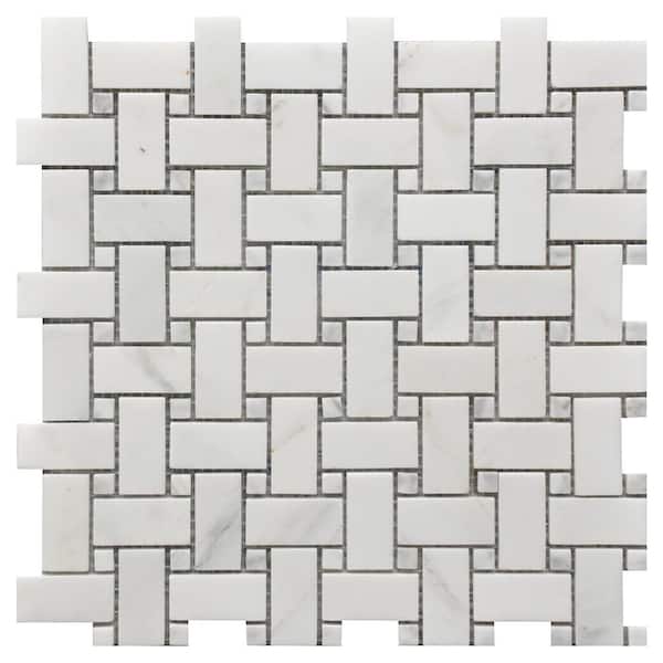 Roca Rockart Basket Weave Marble Polished 12 in. x 12 in. Natural Stone Mosaic Tile (10.7639 sq. ft./Case)