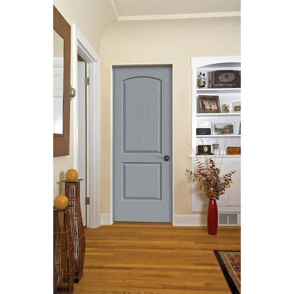 32 in. x 80 in. Caiman 2 Panel Right-Hand Solid Core Stone Stain Molded Composite Single Prehung Interior Door