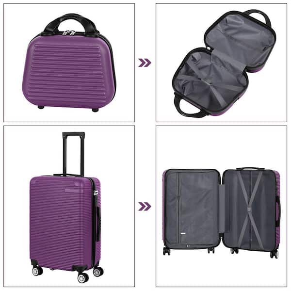 HIKOLAYAE 5-Piece Carry On Horizontal Stripe Luggage Set with