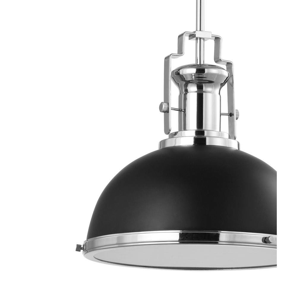 Jonathan Y 13" Adjustable Vintage LED Pendant - Black/Chrome