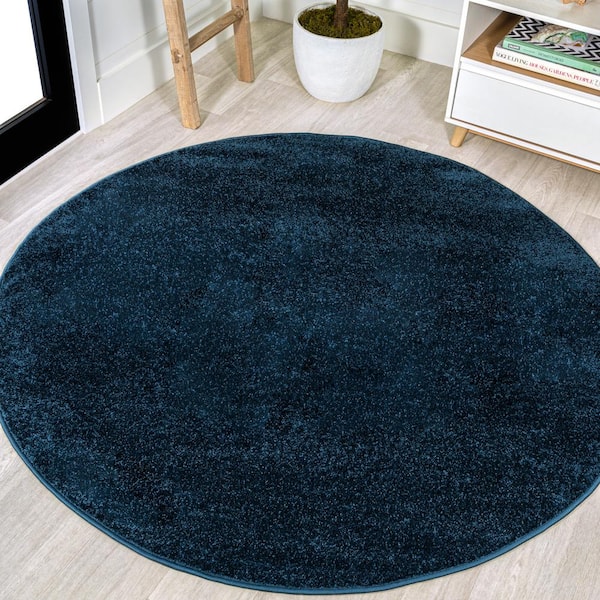 JONATHAN Y Haze Solid Low-Pile Navy 4 ft. Round Area Rug