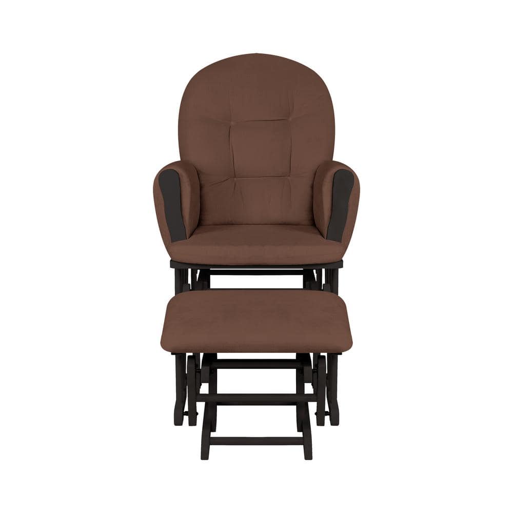 MAYKOOSH Black/Chocolate Glider and Ottoman Set Nursery Rocking Chair