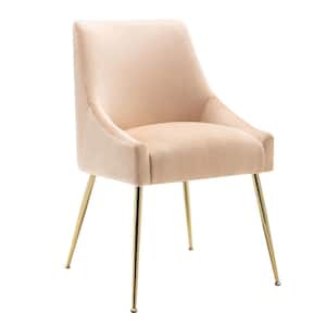 Trinity Beige Upholstered Velvet Accent Chair With Metal Legs