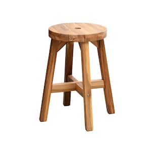 Natural Bench with Round Top Stool 17.7 in. H x 15.4 in. W x 15.4 in. D