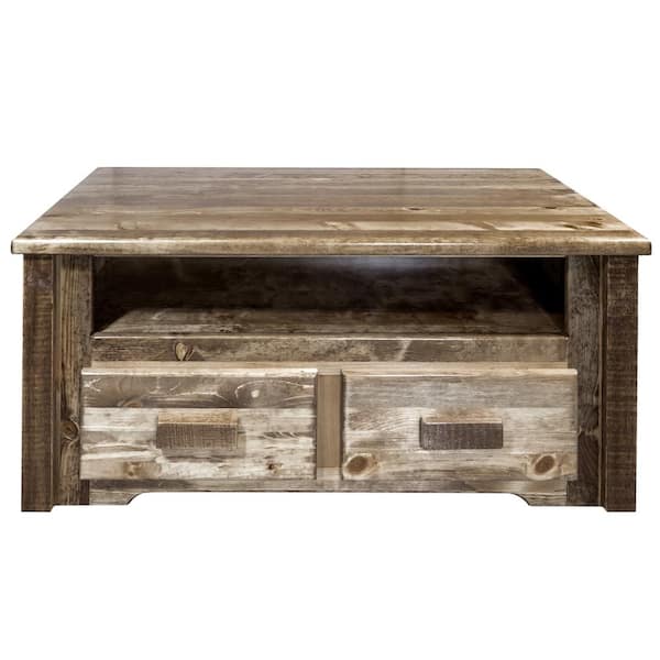 MONTANA WOODWORKS Homestead 41 in. Brown Large Rectangle Wood Coffee Table with 2-Drawers