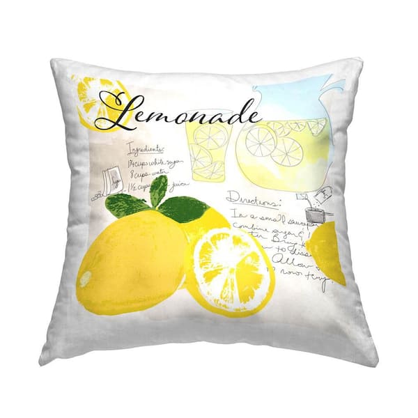 Stupell Industries Kitchen Lemonade Recipe Yellow Print Polyester 18 in. x 18 in. Throw Pillow