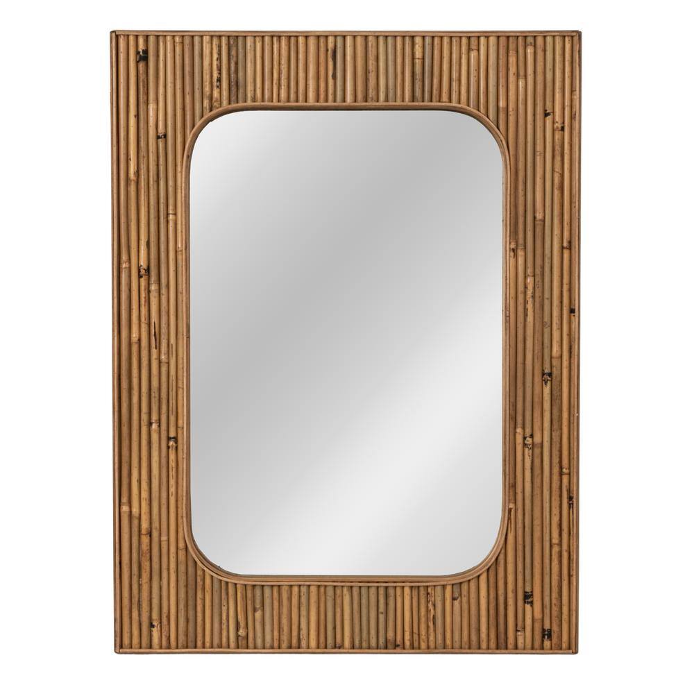 Natural Rattan and Firwood Rectangular Wall Mirror