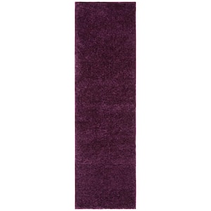 August Shag Purple 2 ft. x 10 ft. Solid Runner Rug