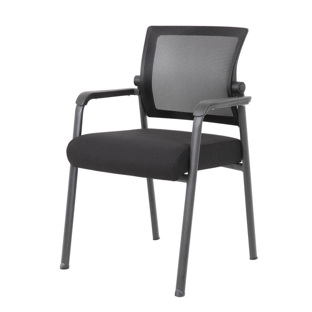 BOSS Office Products BOSS Black Fabric Mesh Flex-Back Guest Chair with ...