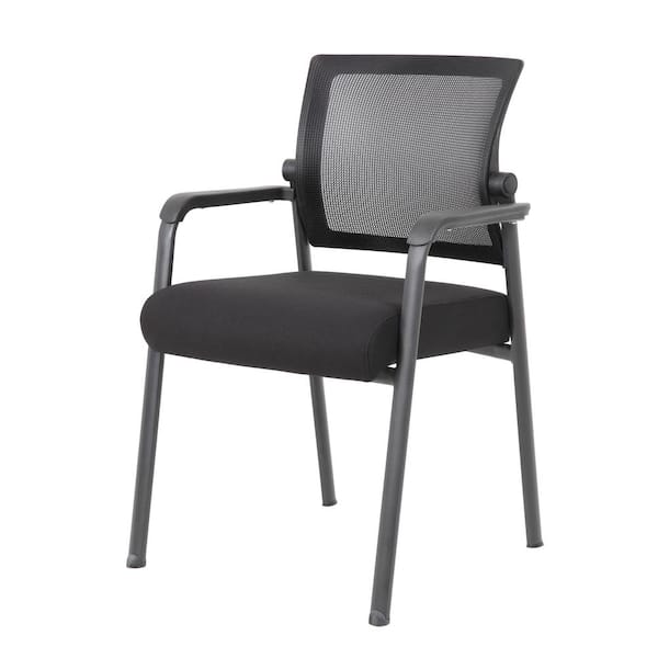 BOSS Office Products BOSS Black Fabric Mesh Flex-Back Guest Chair with ...