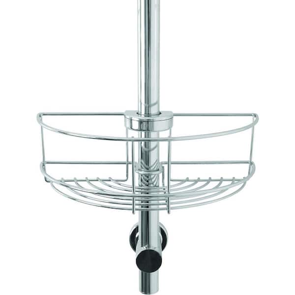Adrinfly Clip-On Easy Fit Shower Caddy with Adjustable Mount, 3.35in. Deep Basket - Rustproof Chrome