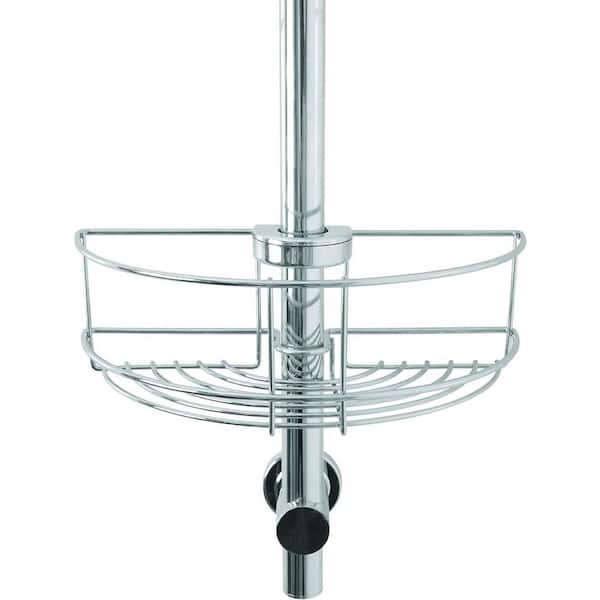 Clip-On Easy Fit Shower Caddy with Adjustable Mount, 3.35in. Deep Basket - Rustproof Chrome