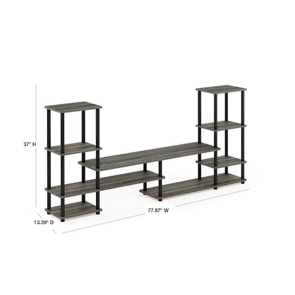 Furinno turn-n-tube french oak grey 2025 and black shelved entertainment center