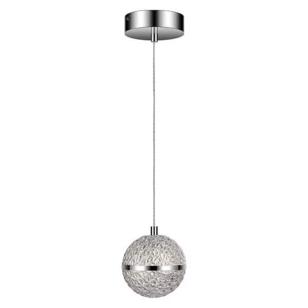 8-Watt 1-Lights Chrome Ball intergrated LED Pendant Light with Acrylic Shade