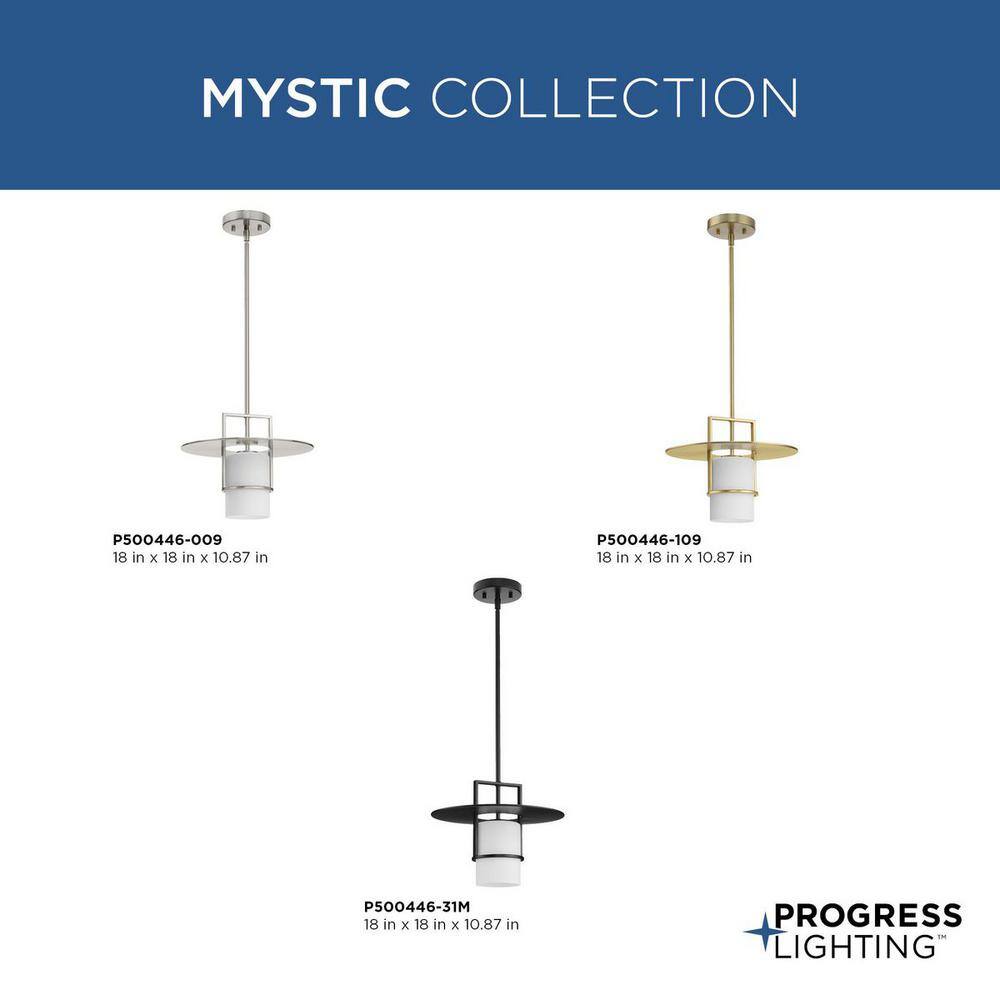 Mystic Brushed Bronze Pendant Light with Etched Glass Shade