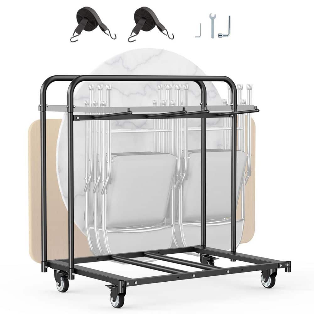 Folding Chair Rack, 400 lbs. Capacity, Heavy-Duty Chair Cart for 5 Tables + 14 Chairs, Chair Storage Dolly Chair Holder price history on PriceWatchPro