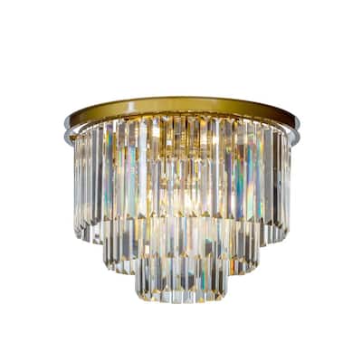 6-Light 20 in. Painted Brass Glam Crystal Flush Mount Ceiling Lights