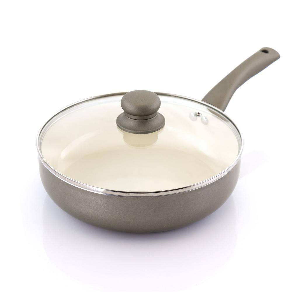 Newcrest Gray Ceramic Nonstick Aluminum Cookware Set with Lids - 8 Piece