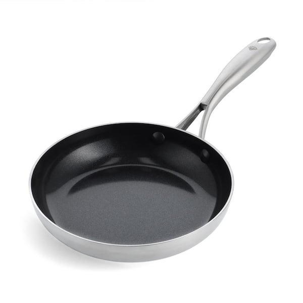 Stainless Clad Pro 8 in. Stainless Steel Healthy Ceramic Non-Stick Frying Pan PFOA and PFAS Free