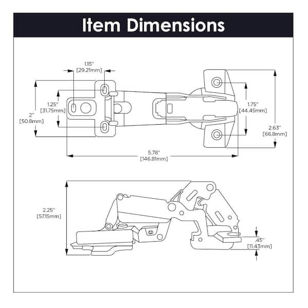 2 in. x 0.5 in. Bright Nickel 165 Degree Opening Euro Full Overlay Hinge 2 in. x 0.5 in. Bright Nickel 165 Degree Opening Euro Full Overlay Hinge