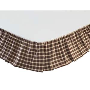 Rory 16" Rustic Brown Cream Plaid Queen Bed Skirt