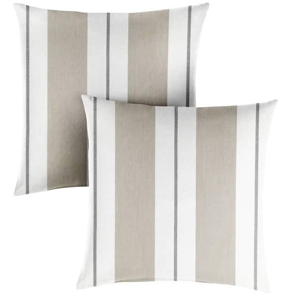 SORRA HOME Sunbrella Relate Linen Square Indoor/Outdoor Throw Pillow (2-Pack)