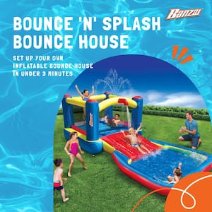 Bounce N Splash Multi-Colored Water Park Aquatic Activity Play Center with Slide