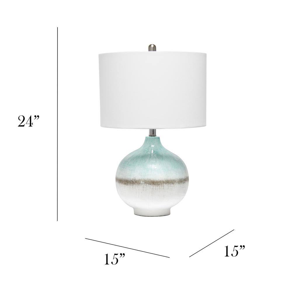 Coastal Pottery Sea Glass Sand Northshore 16" Table Lamp, Aqua/Brown/White