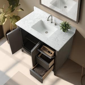 42 in. W x 22 in. D x 34 in. H Single Sink Bathroom Vanity in Driftwood Gray with Engineered Marble Top