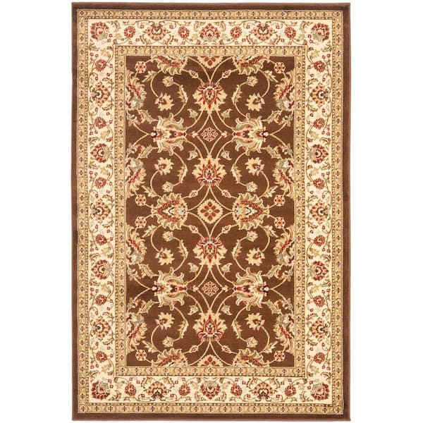 SAFAVIEH Lyndhurst Brown/Ivory Doormat 3 ft. x 5 ft. Border Geometric Floral Area Rug