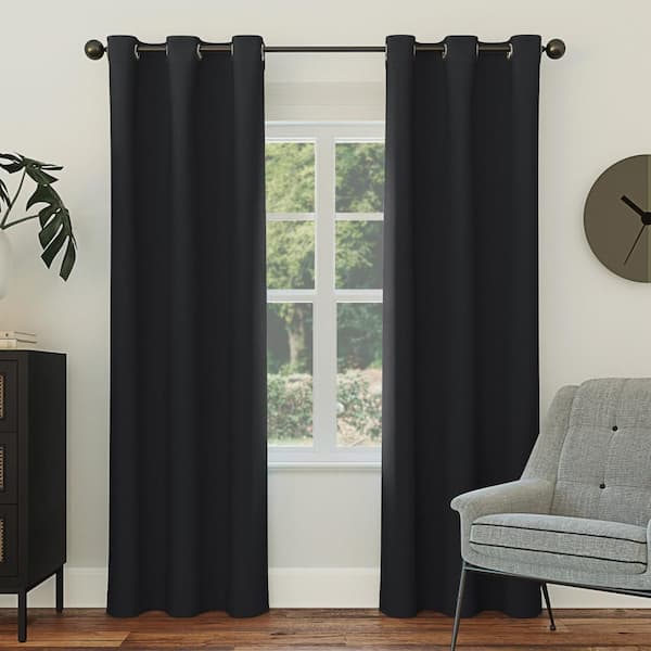 Gavin Energy Saving Black Layered 40 in. W x 108 in. L Grommet Blackout Curtain (Single Panel)
