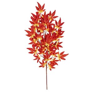 26 in. Japanese Maple Spray with 45 Leaves, Red (Set of 6)
