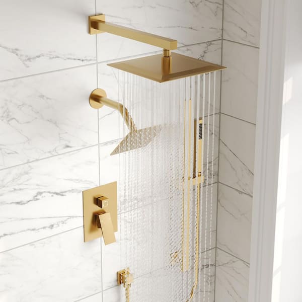 GRANDJOY 3 in. 1 Square, Showers with Valve 3-Spray Dual Wall