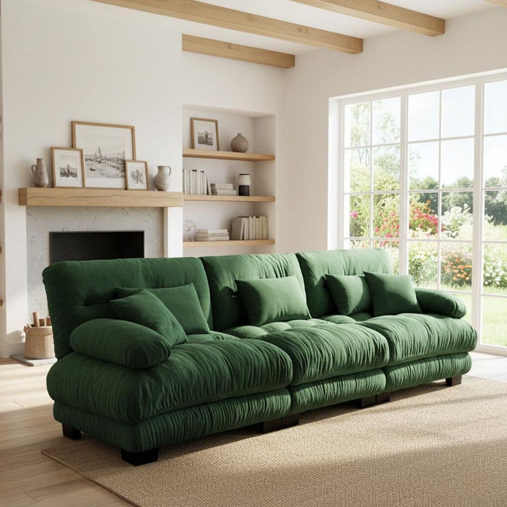 Homy Casa MINH 133.8 in. Pillow Arm 3-Piece Chenille Modular