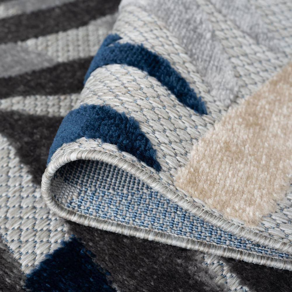 Oasis Blue and Gray Floral 8' x 10' Synthetic Indoor/Outdoor Rug
