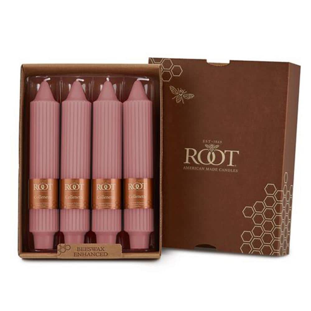 Dusty Rose Beeswax Blend Scented Taper Candle Set, 7-Inch, 4-Count