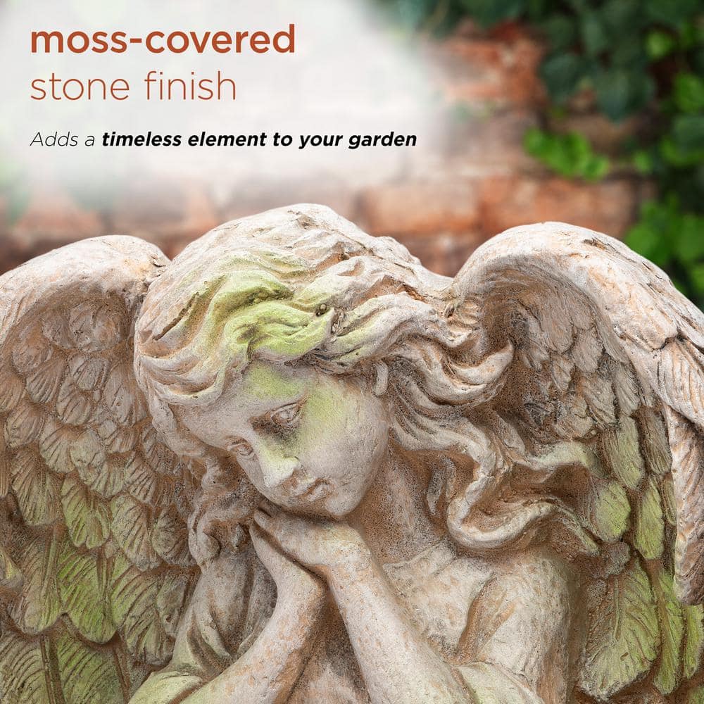 Stone Guardian Angel Garden Statue with Solar Power