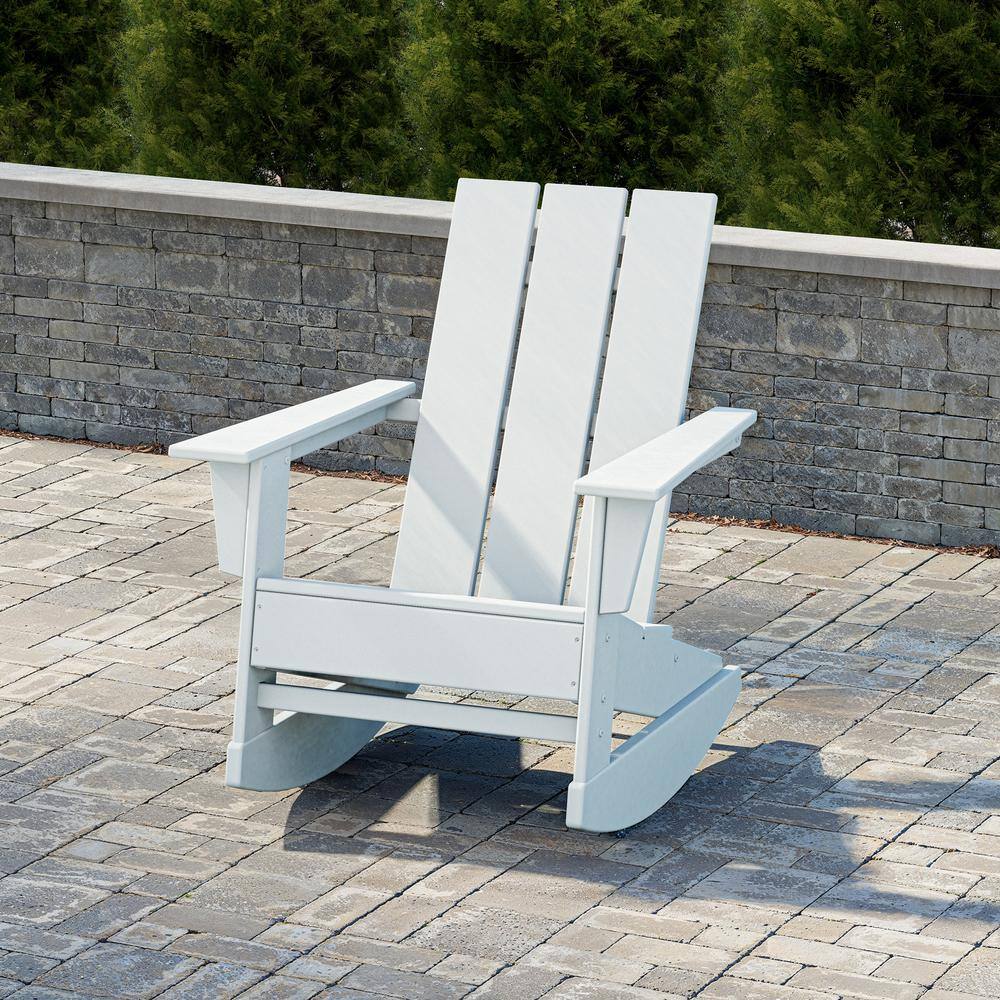 White Modern Adirondack Outdoor Rocking Chair